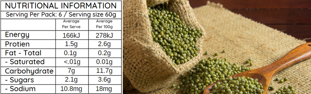 Mung Bean Dahl Nutritional information - My Baby Organics Australia