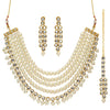 Festive Collection White Color Imitation Pearl Kundan Necklace With Earrings & Maang Tikka For Women (KN173WHT)