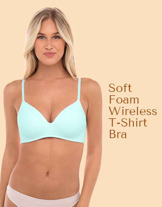 4 Pack Soft Foam Wireless T-Shirt Bra Aqua