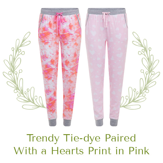 Trendy Tie-dye Paired with a Hearts Print in Pink by René Rofé
