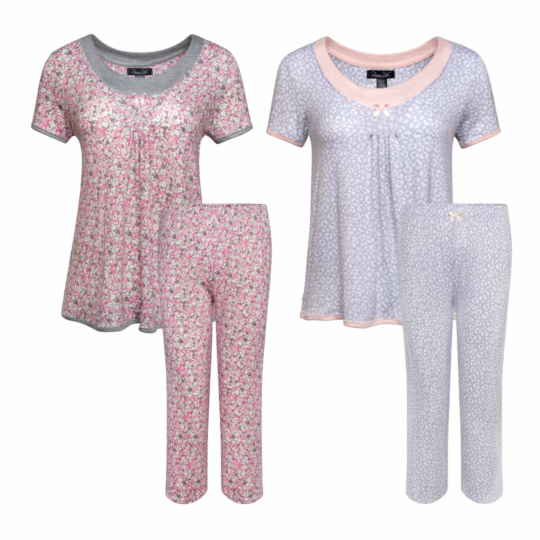 Rene Rofe Lingerie Lace Bound Shelf Bra Cami And Long Pant Pajama Sleepwear  Set