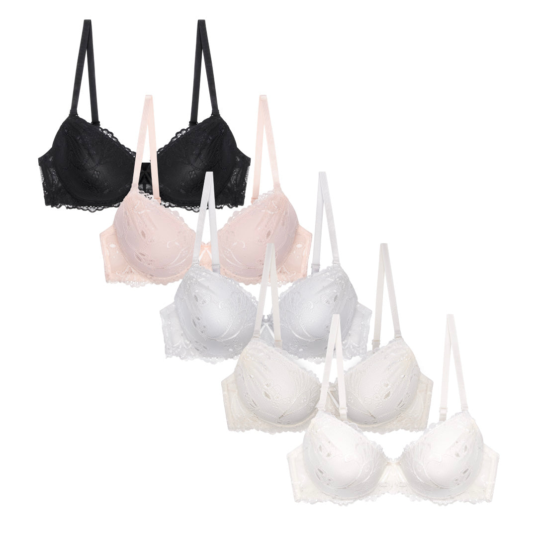 5 Pack Push Up Bra Black