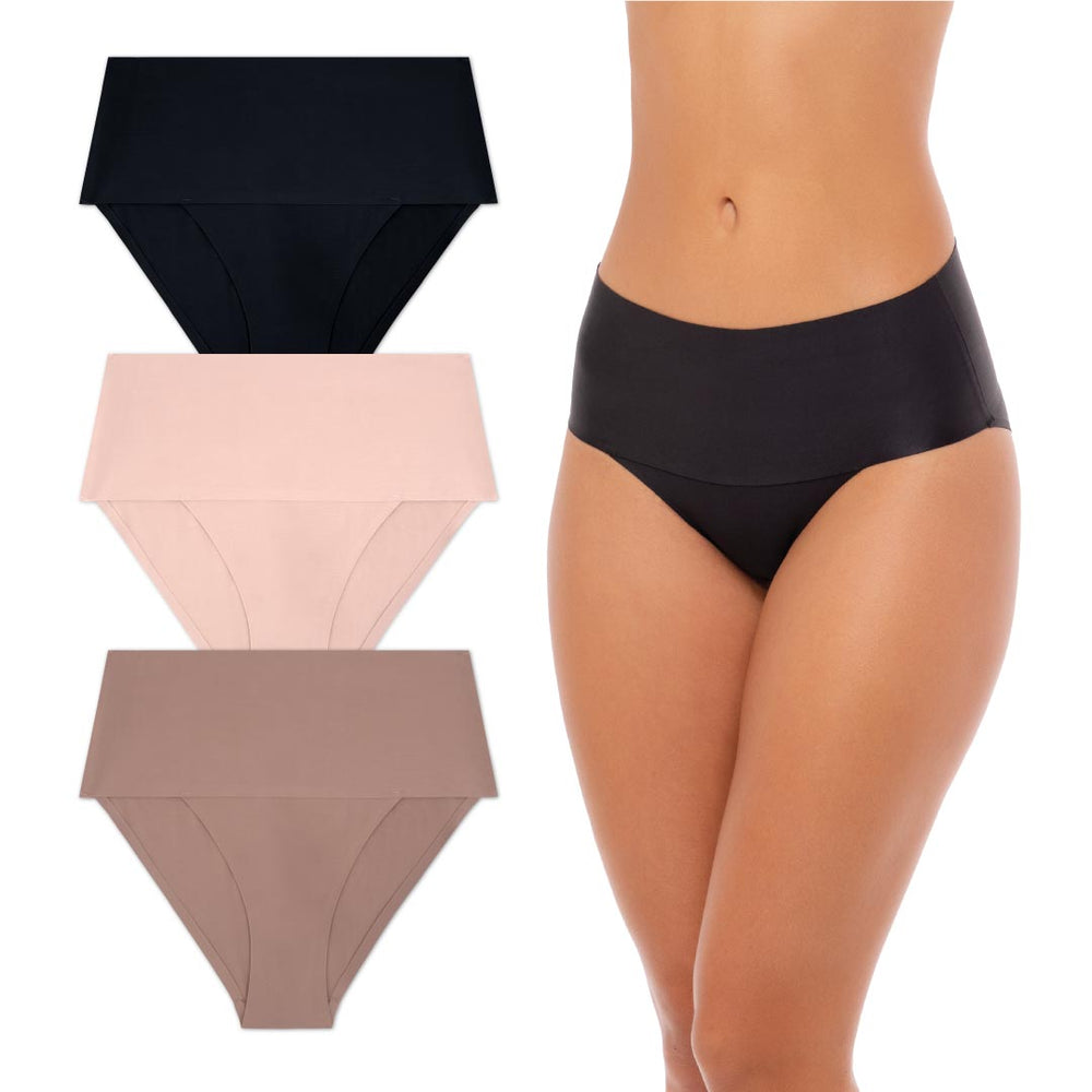 3 Pack High Waist Tummy Control Panties for Women, Lace Underwear No Muffin Top  Shapewear Brief Panties 