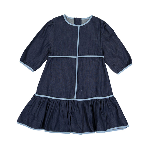 DENIM PIPING Dress - Dark Denim - FINAL SALE – TeelaNYC