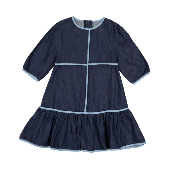 DENIM PIPING Dress - Dark Denim – TeelaNYC