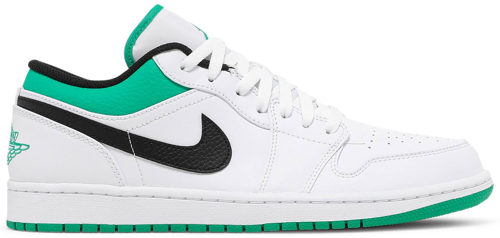 white lucky green jordan 1 low