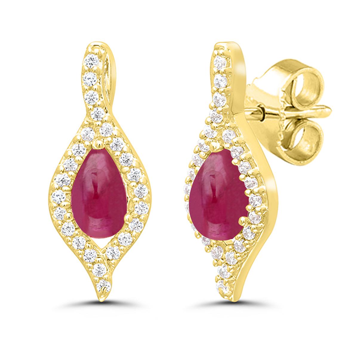 Ruby Cabochon and Diamond Zigzag Studs – Julia Lloyd George