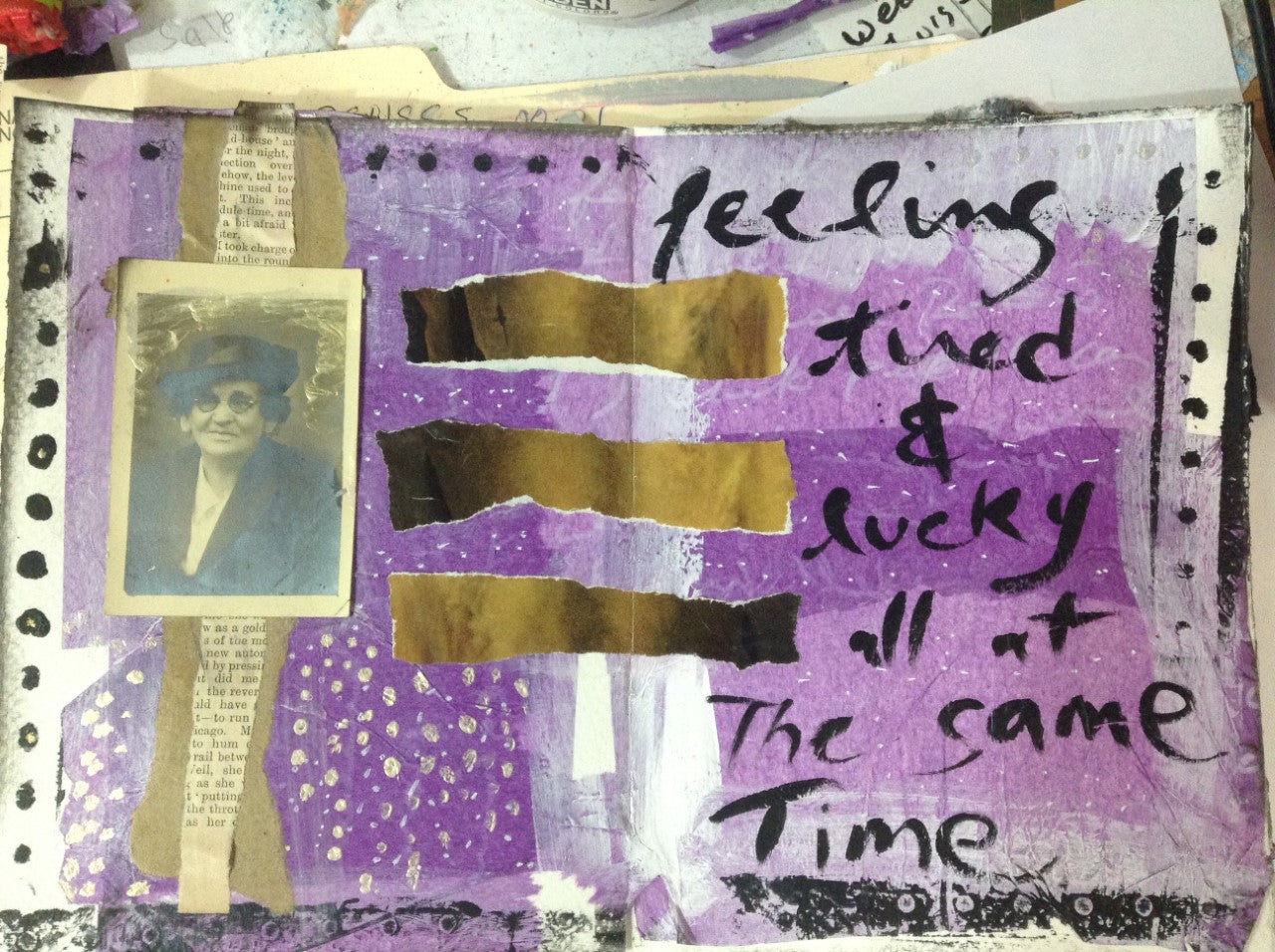 art journal tired and lucky