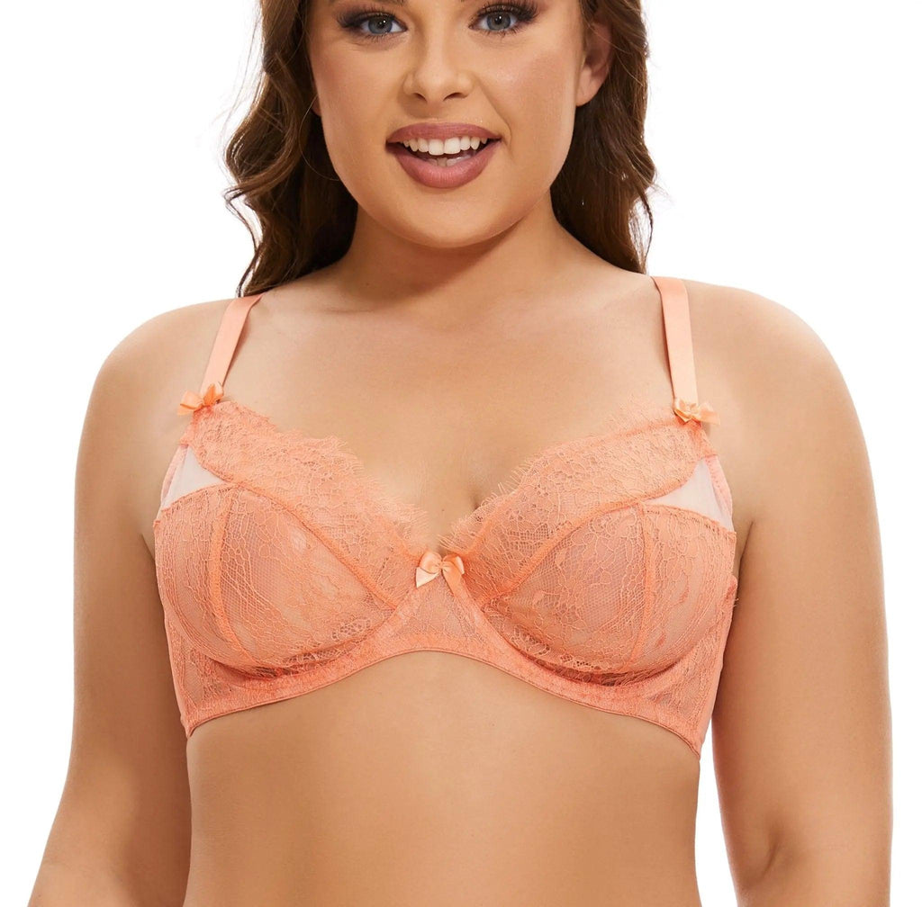 Women's Eyelash Plus Size Lace Underwired Full Cup Bra