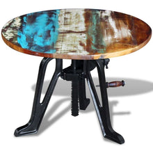 Load image into Gallery viewer, Side Table Solid Reclaimed Wood Cast Iron 60x(42-63)cm Adjustable
