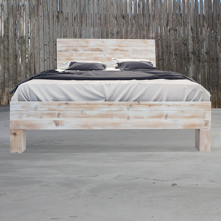 Rustic Beach Wood / Whitewashed Barn Wood Style Bed Frame ...