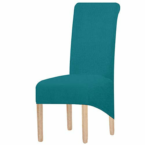 KELUINA Elastic Spandex XL Chair Covers for Dining Room Chairs,Jacquard Chair Slipcovers Stretch Removable Washable Short Dining Chair Protecter for Kitchen Bar Hotel and Wedding (Teal, Set of 4) - Brand New