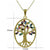 Gold Plated Sterling Silver and Coloured Stones Tree of Life Yggdrasil Pendant Necklace with adjustable 16