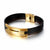 YL Leather Bracelet for Men, Stainless Bracelet Arrow Bangle Wristband with Stainless Steel Fold Over Clasp, 230MM (Gold)