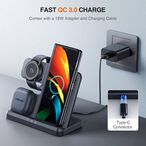 LK Wireless Charger for Samsung 3 in 1 Wireless Charging Station Compa –  