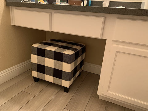 Buffalo Plaid Ottoman | Vanity Ottoman