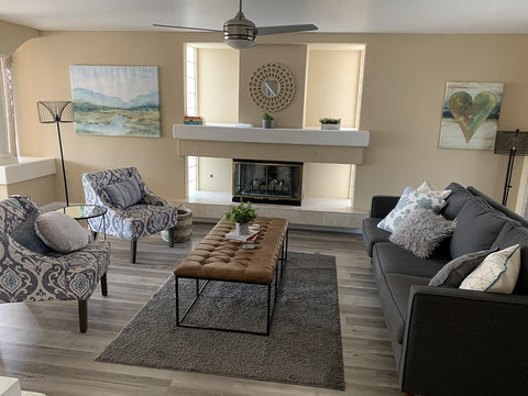 Living Room With Coffee Table Ottoman | Suri Blue Accent Chairs 