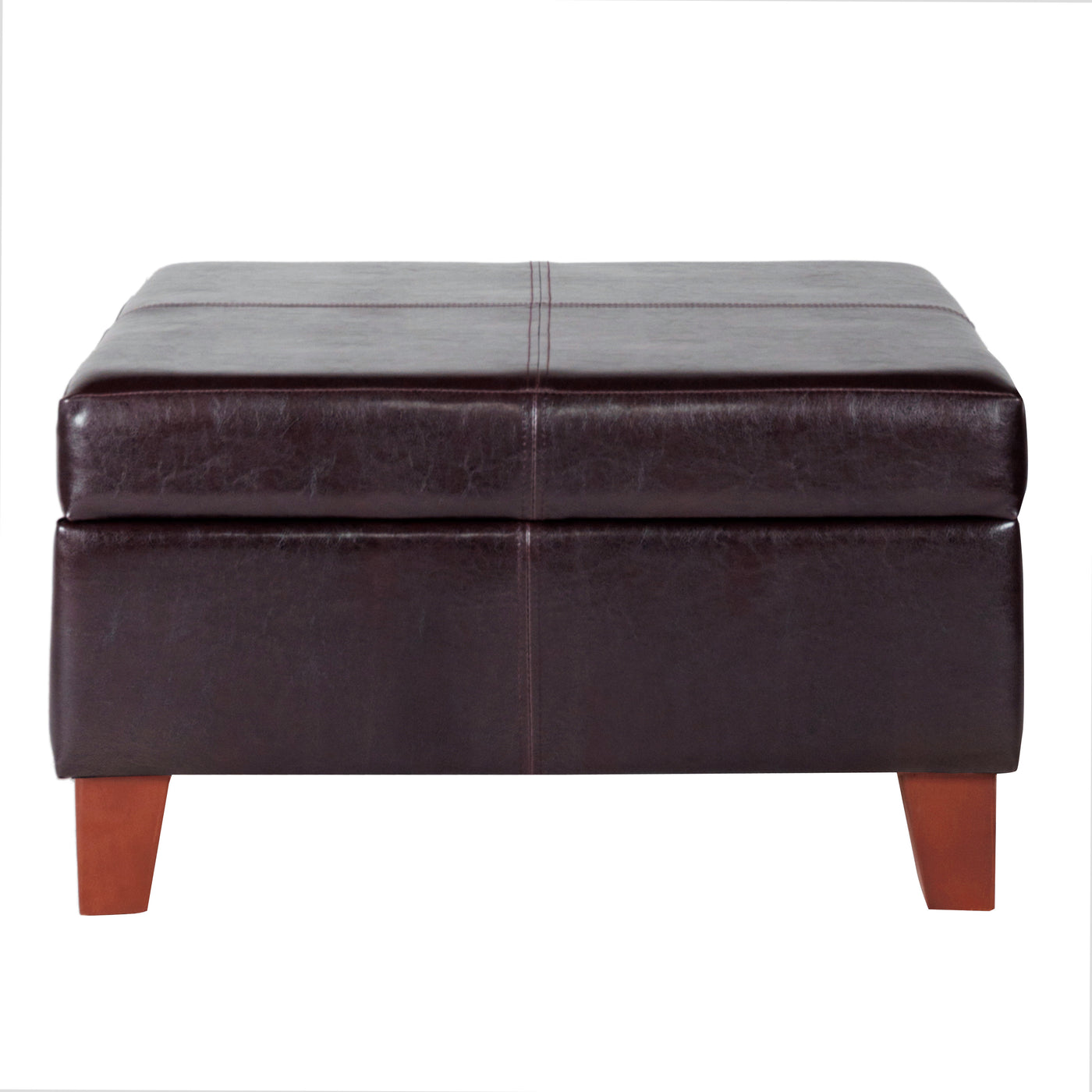 Luxury Large Faux Leather Storage Ottoman Brown — Homepop Furniture