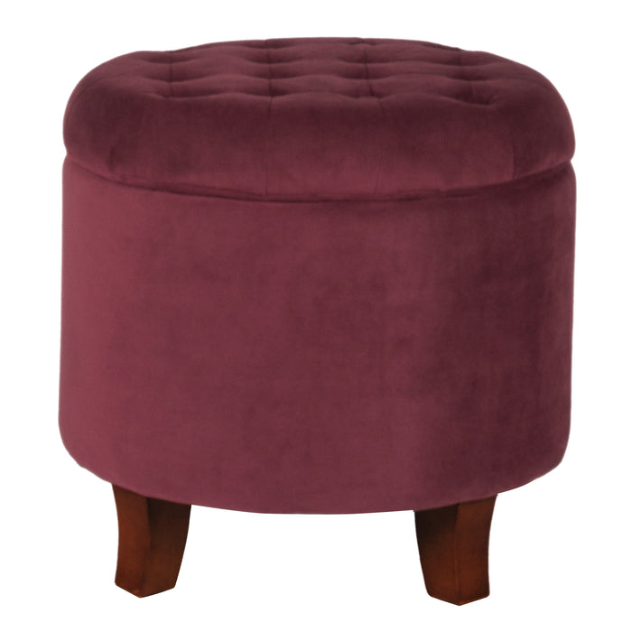 Velvet Tufted Round Ottoman with Storage - Burgundy Red — HomePop Furniture