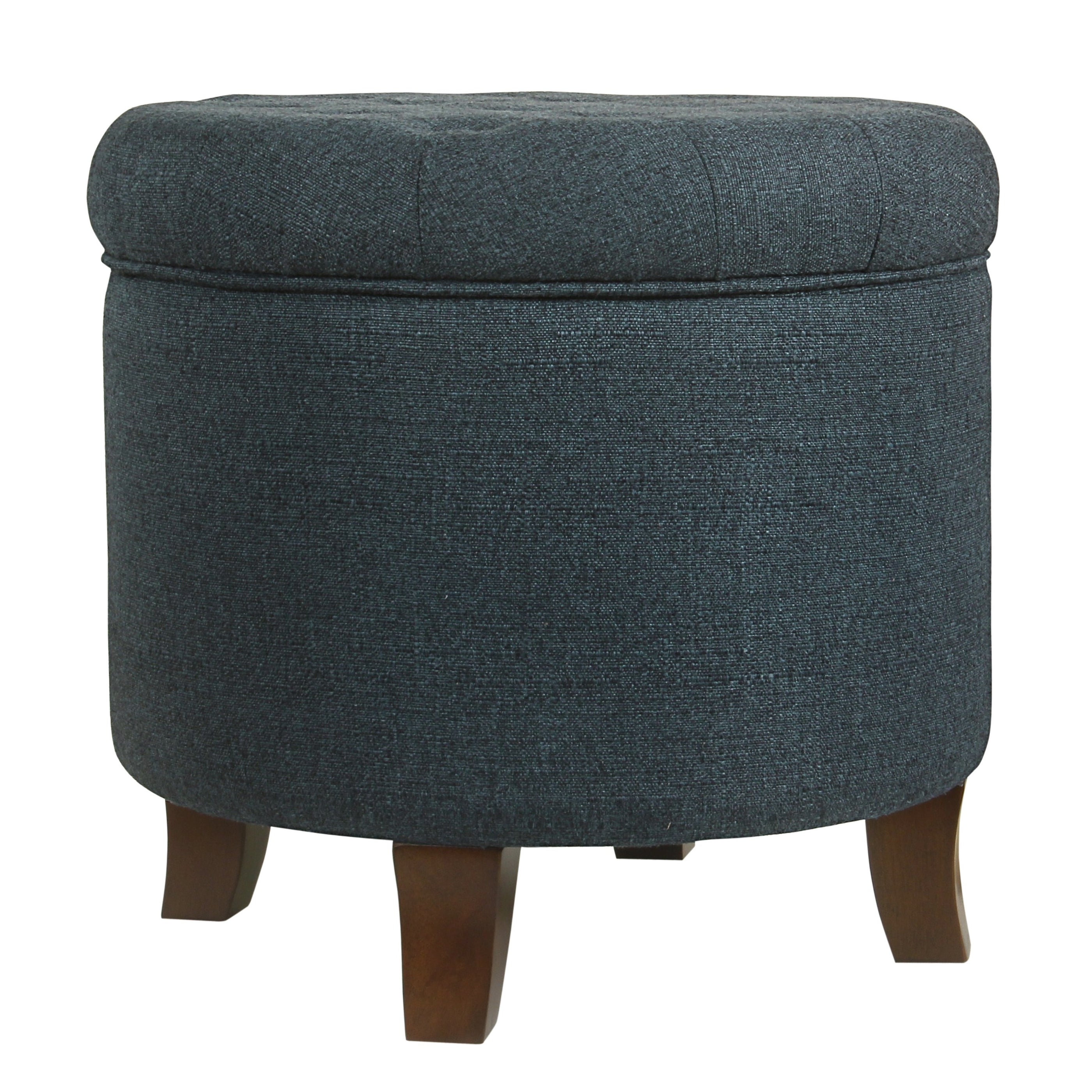 Boho Tufted Storage Ottoman - Indigo Blue Woven — HomePop Furniture