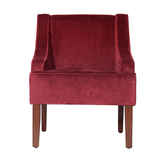 velvet swoop arm accent chair