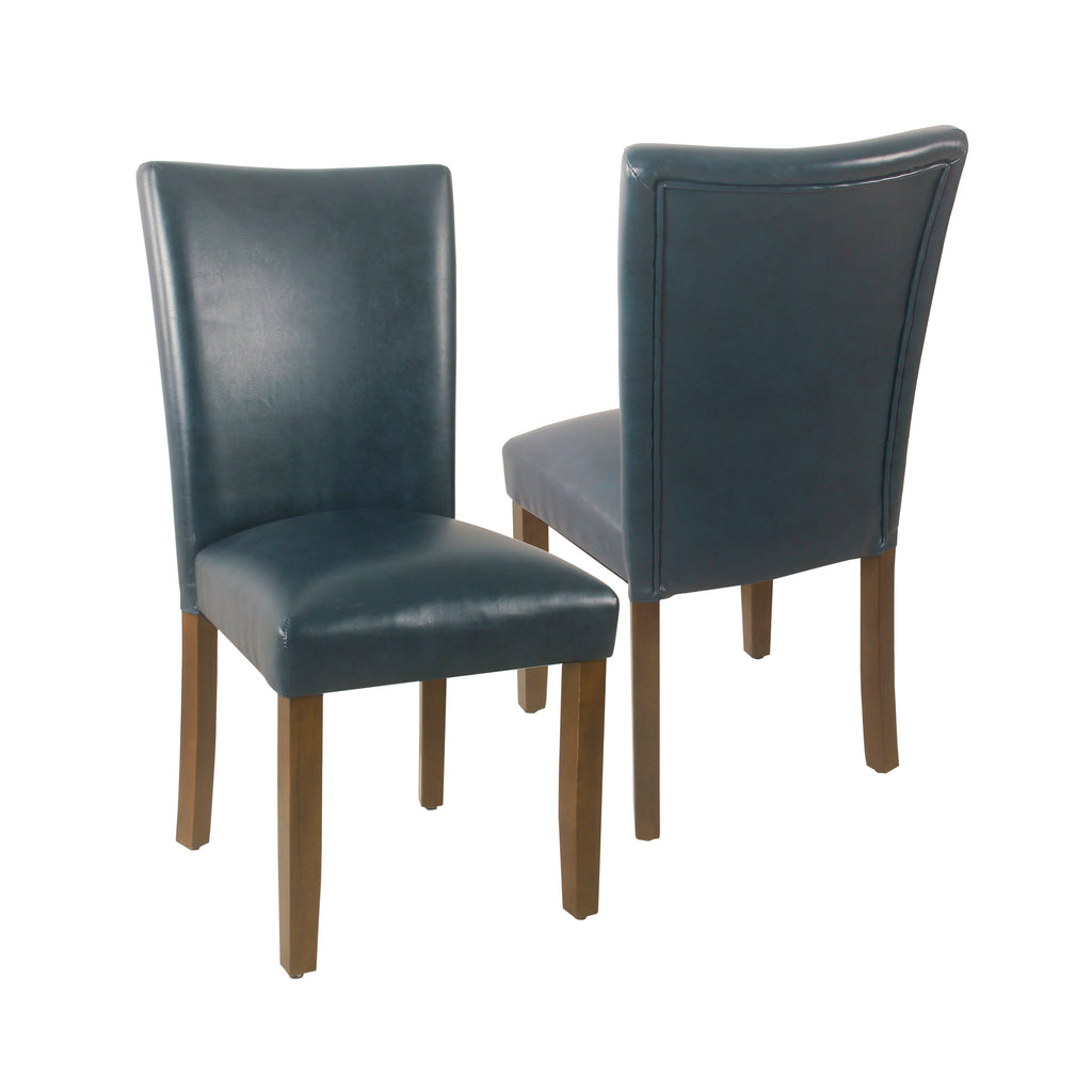 blue leather parsons chair