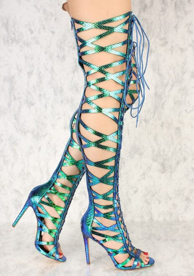 women's lace up thigh high boots