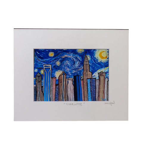 Chris Hood Charlotte Skyline Local Art Print Paper Skyscraper