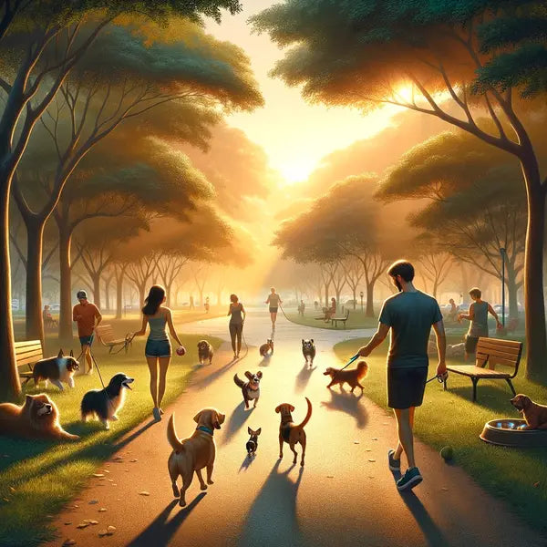 walking with dogs