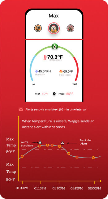 Waggle RV/Dog Safety Temperature & Humidity Sensor, Wireless Pet monitoring  system, Verizon Cellular, Instant Alerts on Temp/Humidity/Power loss via  SMS/Email 24/7, No WiFi