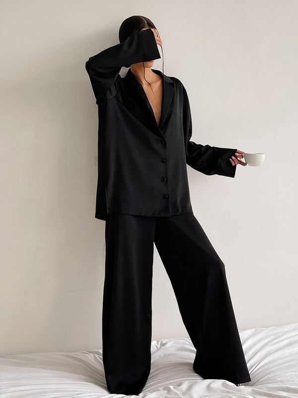 Ensemble pyjama long en satin Pyjama noir grande taille pour femme Pyjama  sexy de demoiselle d'honneur en soie Idée cadeau luxueuse pour elle  Vêtements de nuit pour femme -  France
