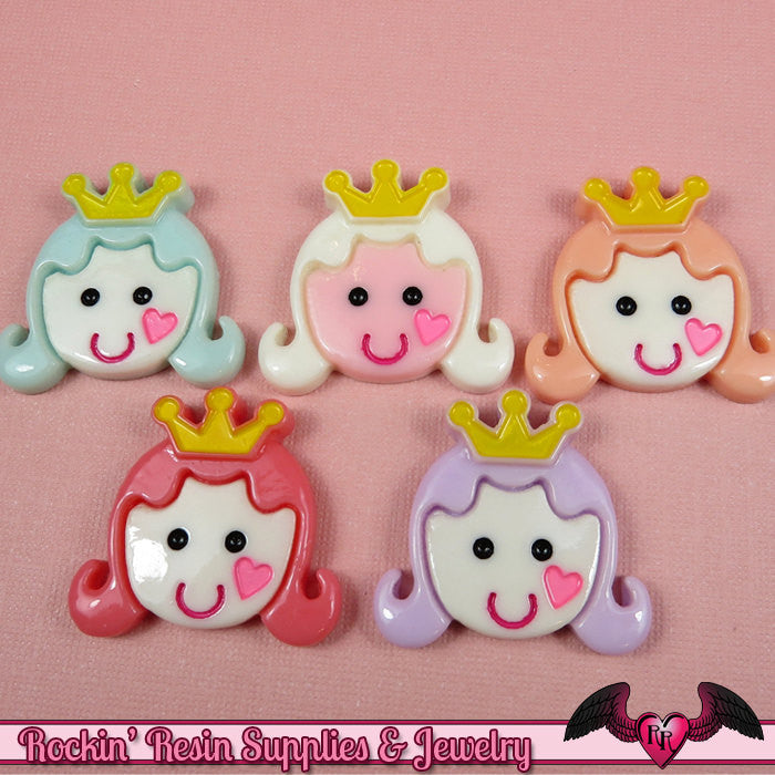 PRINCESS Kawaii Cabochons / Large Flatback Decoden Cabochons (6 pieces