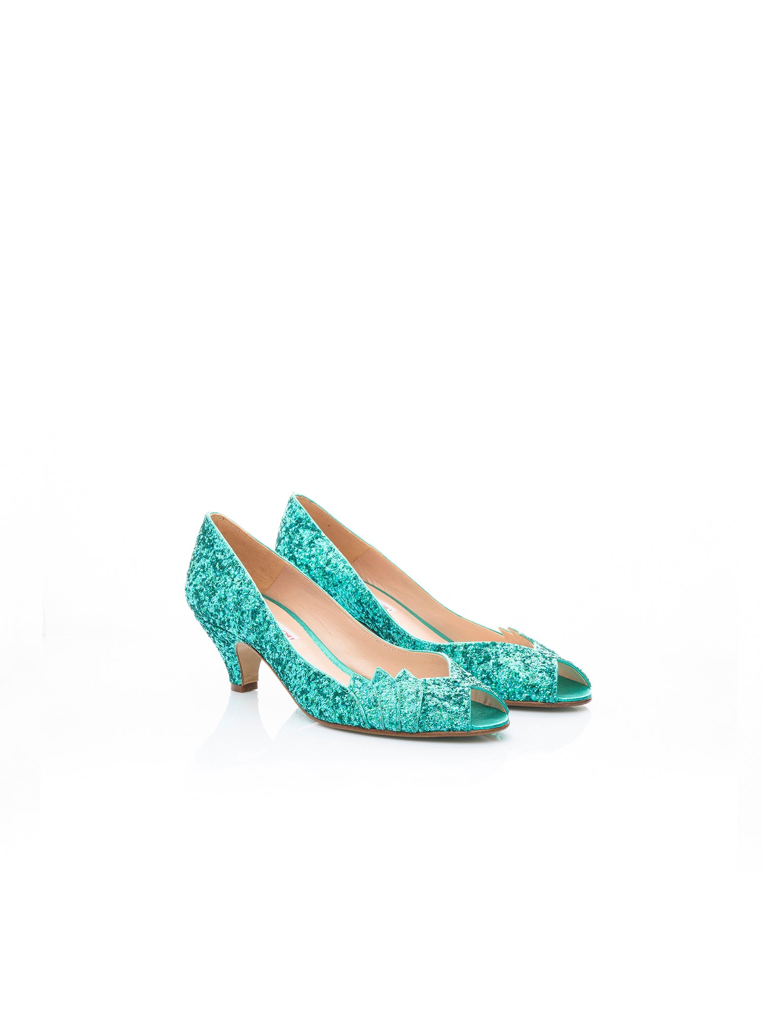 Small heel glitter turquoise pump Cocotte - Patricia Blanchet