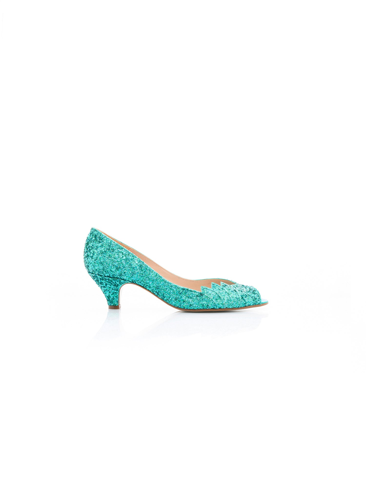 Small heel glitter turquoise pump Cocotte - Patricia Blanchet