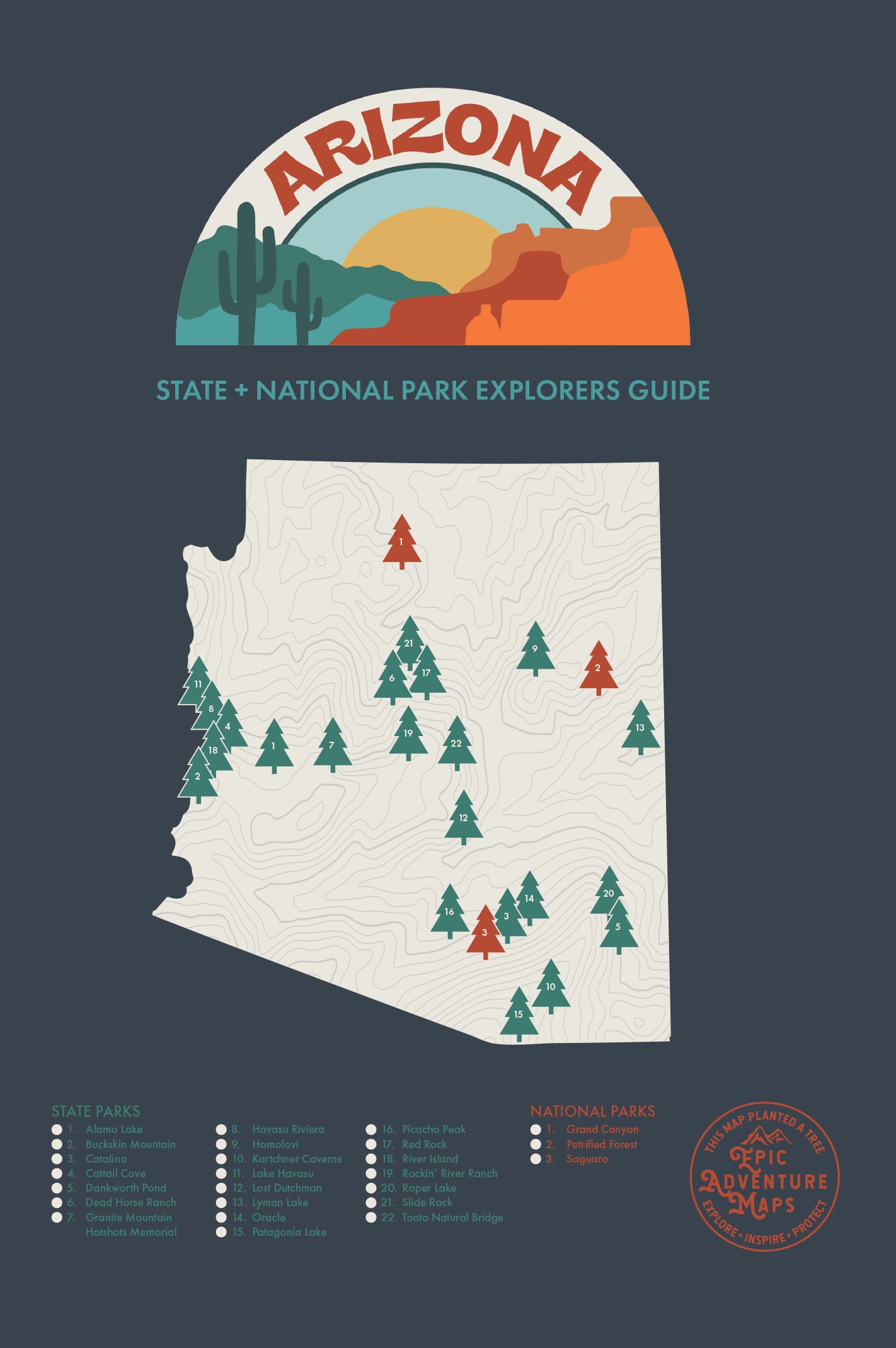 Arizona Parks Map - Map of Arizona featuring all AZ State Parks and ...