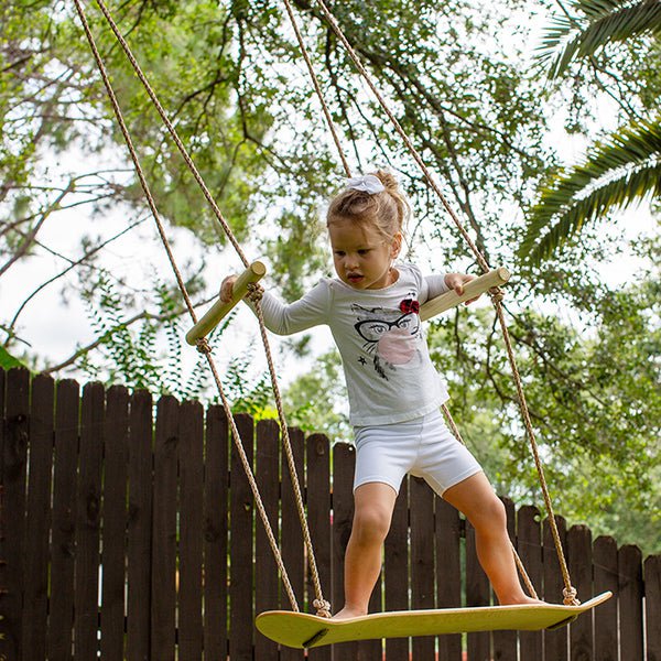 JumpTastic Wood Tree Swing Seat, Hanging Tree Skateboard Swing with Anti-Slip Sticker for Kids