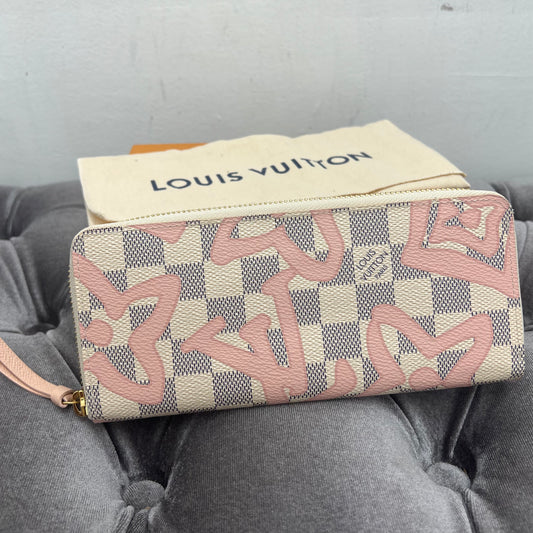 Louis Vuitton Tahitienne Damier Azur Clemence Wallet Pink