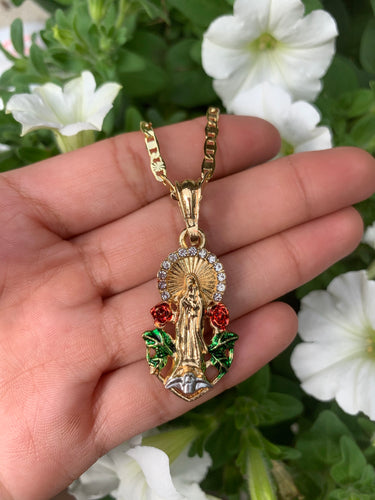 Amazon.com: Virgin of Guadalupe gold plated necklace - women chain with  charms - 18k gold pendant necklaces with cross - medals - virgin mary  miraculous medal - mexican catholic medal - gold