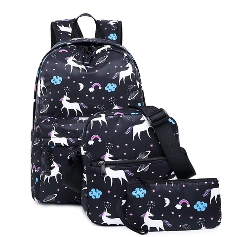 BLACK UNICORN BACKPACK WITH DRAWINGS