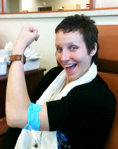 Dana's chemotherapy infusion for her breast cancer diagnosis
