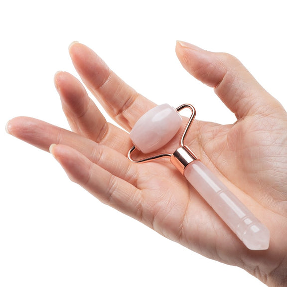 Gua Sha Facial Ritual Smoothing Stone + Face Ritual Roller - Rose Quartz