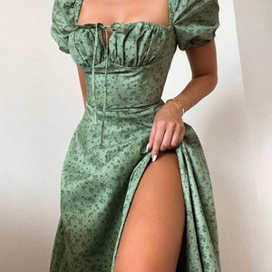 Sophie Vintage Floral Slit Dress
