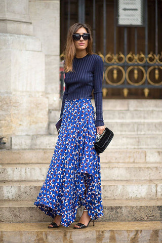 Strap Heels outfit with Printed Skirt