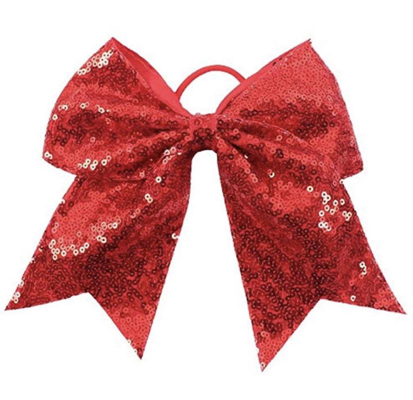 Kenz Laurenz Large Sequin Cheer Bow w/ ponytail holder