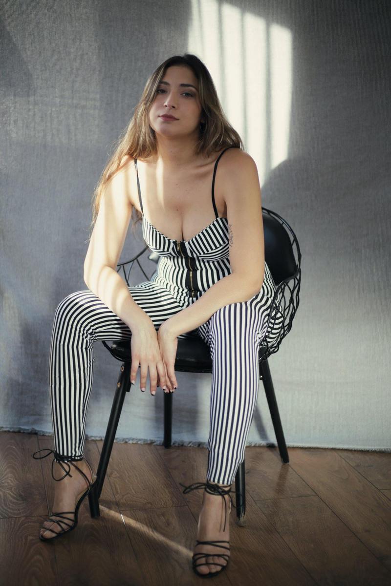 Black and white cup detail zip front jumpsuit