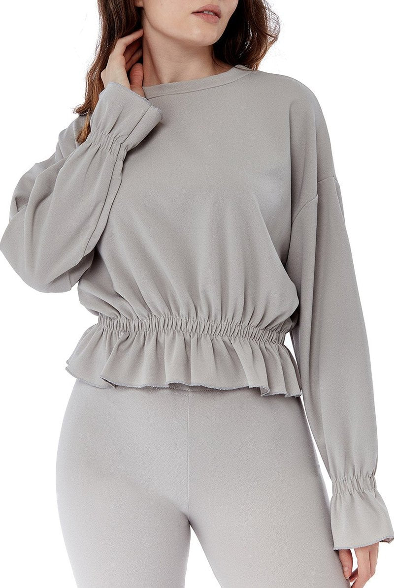 Grey Frill Detail Lounge Set