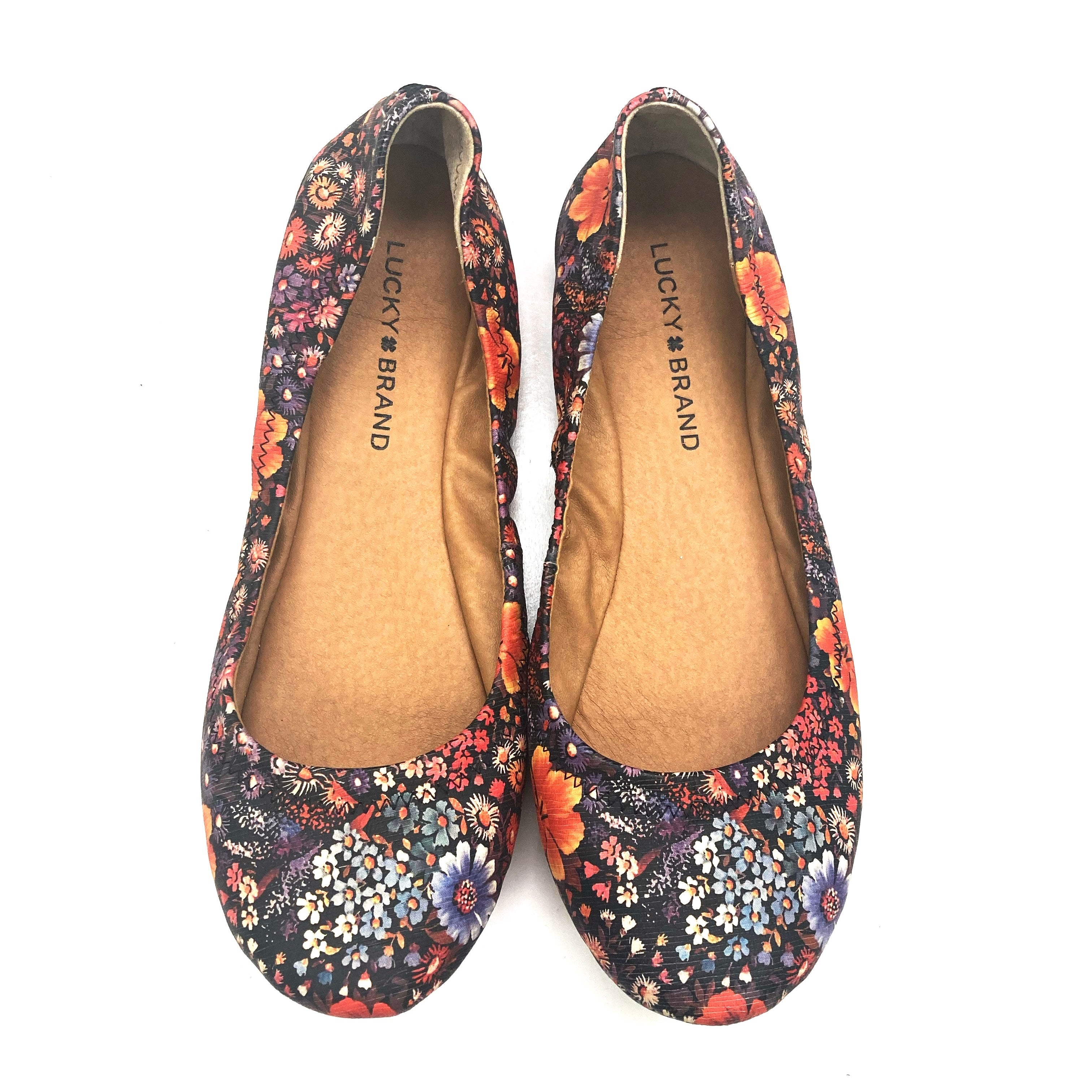 flowered flat shoes