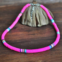 Women Colorful Handmade Bone Necklace.