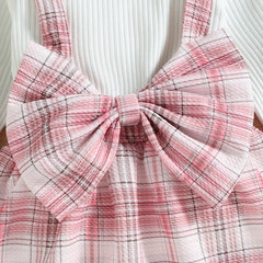 Baby Tops + Pink Plaid Skirt.