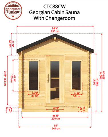 Georgian Cabin Sauna With Changeroom front side view